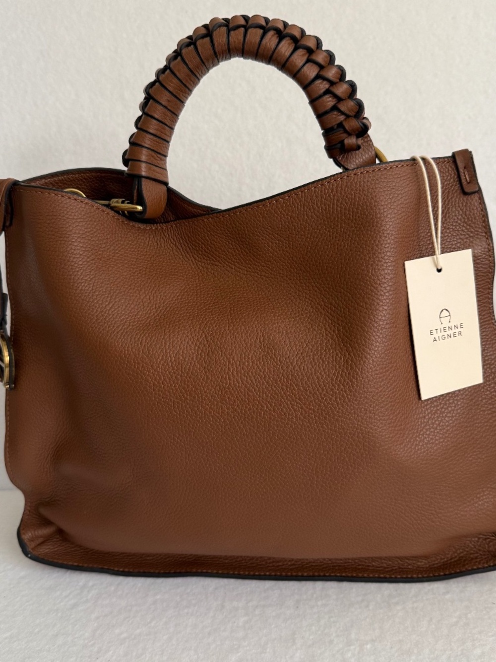 NWT Etienne Aigner Alexandra Large Leather Hobo Bag in Brown